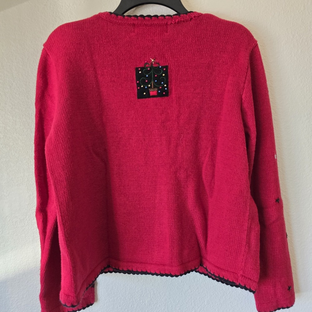 VTG Women's Sz Medium Button Up Christmas Ugly Sweater Ramie Cotton Boxy *Flawed - Picture 10 of 15